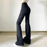 Flare Pants Women Zipper Skinny Sexy Y2k Streetwear Punk Casual Fashion Minimalist Chic Hipster All-match Females
