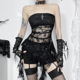Summer 2024 New Vest Hot Girl Sexy Micro-Transparent Lace Spliced Top