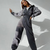Leisure Women's Hooded Jumpsuit One-piece Suit High Waist Sets for Fitness Running Leggings Sportswear Gym