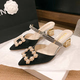 Zingj Outside Wearing Cool Slippers Female 2024 Spring Summer New Korean Version Of Fashion Pointed Thick With One Character Female