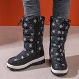 Autumn And Winter New Flat Bottom With Snow Boots Women Fashion Large-Size Round Head Side Zipper Long Barrel Women's