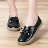 2021 Genuine Leather Shoes Hollow Out Women Ballet Flats Summer Women's Solid Soft bottom Shoes Woman Slip On