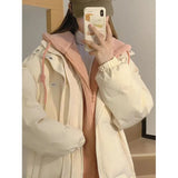 Zingj Version Of The Color Thickened Hooded Fake Two Ins Short Cotton Clothes Women Winter New Students Cotton Coat