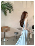 Elegant Backless Satin Midi Dresses for Women 2023 Korean Fashion Sleeveless Slim Evening Party Female Casual