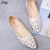 Women Hollow Flats Sandals Soft Ballet Shoes Female Fashion Casual PU Flats Slip On Breathable Comfort Ladies