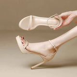 New Summer Net Red High Heels With Sexy 12Cm Fine And Silver Waterproof Table Sandals