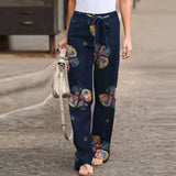 Simple Comfortable Elastic Waist Linen Trousers