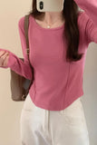 Straighten Shoulder Long-Sleeved T-Shirt The New Autumn Style Is Slim, Slim, Slim And Short-Bottomed