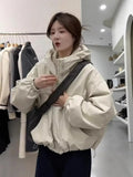 European Goods Hooded Clip Cotton Charge Coat Coat Female Design Sense Autumn Winter New Loose Show Thin Versatile Jacket Tide-Outfit