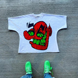 Kd Is Little Devil Graffiti Hip-Hop Printed Street Short-Sleeved T-Shirt Men And Women Retro Loose In