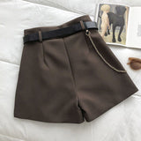 New Summer Women's Shorts Button Solid Color Pocket Casual High Waist Suit Shorts Casual Thin Women Clothing + Send