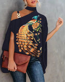 Zingj Wise Hot Summer Hanging Bat Sleeve Print Shirt