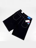 Y2k Big Boy Retro Hip-Hop Cartoon Graphics Denim Shorts Embroidered Loose Short Shinahara