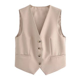 New Pinstripe Spliced Vest 1478531 Curly Rimmed Straight Trousers