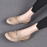 Zingj Head Net Single Shoes Women's 2024 Spring New Metal Buckle Flat-Soled Love Shoes With One Foot In Cow Lacquer