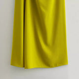 New Spring Style Side Pleated Dress With Long Sleeveless Midi