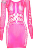 Sexy See Through Hollow Mini Dresses Women O-Neck Off Shoulder Skinny Midnight Party Clubwear Skirts Female