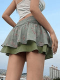 Floral Print Ruffle Mini Skirt- Outfit