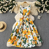 Dress Women's French Retro High-End Waist Dress Shows Lean Temperament, Swinging Vest And Long