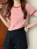 Brand New Women's T-Shirt O-Neck Short Tee Women T-Shirt Woman T Shirt Tops Tees Slim Bottom Young Style Shirts For