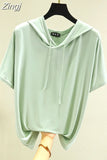 T-shirts Women Hooded Fashion Loose Casual All-match Korean Style Solid Simple Y2k Aesthetic Футболка Женский Cozy Chic