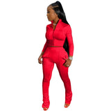 Women Solid 2 Piece Set Tracksuit Autumn Long Sleeve Zipper Coat Pencil Pants with Pockets Slim Jogging Sweatpant