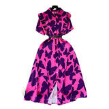 Zingj Familiar Style Minority Women's Dress 2024 Summer New Design Sensitive Wood Ear Waist Printing Elegant Long