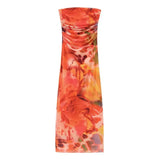 New Printing Net Folding Body Thoracic Dress