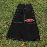 Zingj Year's Hot Classic Retro Y2K Loose Letter Jeans High Street Leisure Punk Style Is Wide. 211-1-Outfit