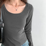 And Slim In Early Autumn, Small Gray T-Shirt Women's New Gentle Underwear Long-Sleeved