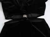 New Open-Ended Design Velvet Long-Sleeved Flute Dress