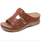 Zingj Women's Shoes 2024 Summer New One-Shaped Hollowed-Out Fish Mouth Slope Heel Magic Paste Sandals Slippers Women's Large Size Women's