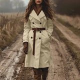 West Autumn And Winter Double Buckle Wind Coat Women's