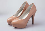 New Women's Shoes Lacquered Leather High Heels Professional OL Waterproof Table Shallow Mouth Round Head Single Shoes High Heels Women's Large