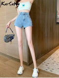 Jean Shorts Women Summer High Waisted Solid Hot Short Jeans For Ladies Elastic High Waist Denim Shorts Women