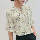 Daifei 2023 Summer New Korean Women's Wear OL Bottomed Shirt Fashion Slim Short-Sleeved Casual Chiffon