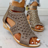 Summer Large-Size Dew Water Drilling Slope And Women's Sandals New Flat-Bottomed Roman Sandals