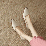 Zingj Heel Women's Shoes Spring 2023 New Thick Heel Soft Leather Shoes Soft Sole Four Seasons Shoes Simple Shallow Single