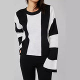And Winter New Women's Wear New Leisure Style Long-Sleeved Round-Neck Vertical Striped Casual