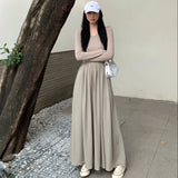 New Women Long A Line Big Swing Dress Spring Winter Elegant Casual Long Sleeve Boho Female