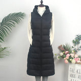 Autumn Winter New Down Jacket Vest Female Thin And Long Korean Version Slim Hooded Horse Clip Vest Tide-Outfit