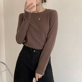 Velvet Black Bottomed Shirt For Women To Wear A New Korean Version Of Foreign Style Round Collar Slim Long-Sleeved Sanded Wool Warm Blouse In Autumn And