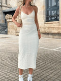 Textured Split Halter Maxi Dress- Outfit