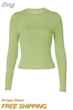 Women's Basic Long Sleeve Crop Top Solid Color Crew Neck Cozy Stretchy Slim Fitted Cropped T Shirts Pullover