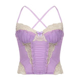Zingj Wind Sexy Perspective Condole Belt Vest Female 2024 Summer Lace Stitching Mesh Spicy Girl New