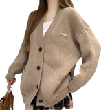 Zingj And Winter Design Sense Niche Languid Lazy Wind Cardigan Sweater Coat Female Retro Long-Sleeved Sweater Jacket