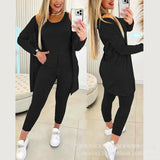 Zingj Women's Solid Color Vest Elastic Waist Long Trousers Suit (3 Pieces) ODS4317