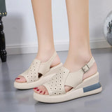 Zingj Heel Sandals Women's 2024 New Summer High-Heeled Fish Mouth Women's Shoes Hollowed-Out Heightened Muffin Large Size