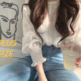 Blouse Women Ruffles Korean Style Chic 3XL Elegant Tender Fashion Spring Autumn Female Top Leisure OL New Design