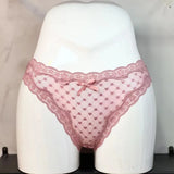 Rear Ribbon Ribbon Lace Trousers Low-Rise Cotton Crotch Large Elastic Heart-Shaped Lace